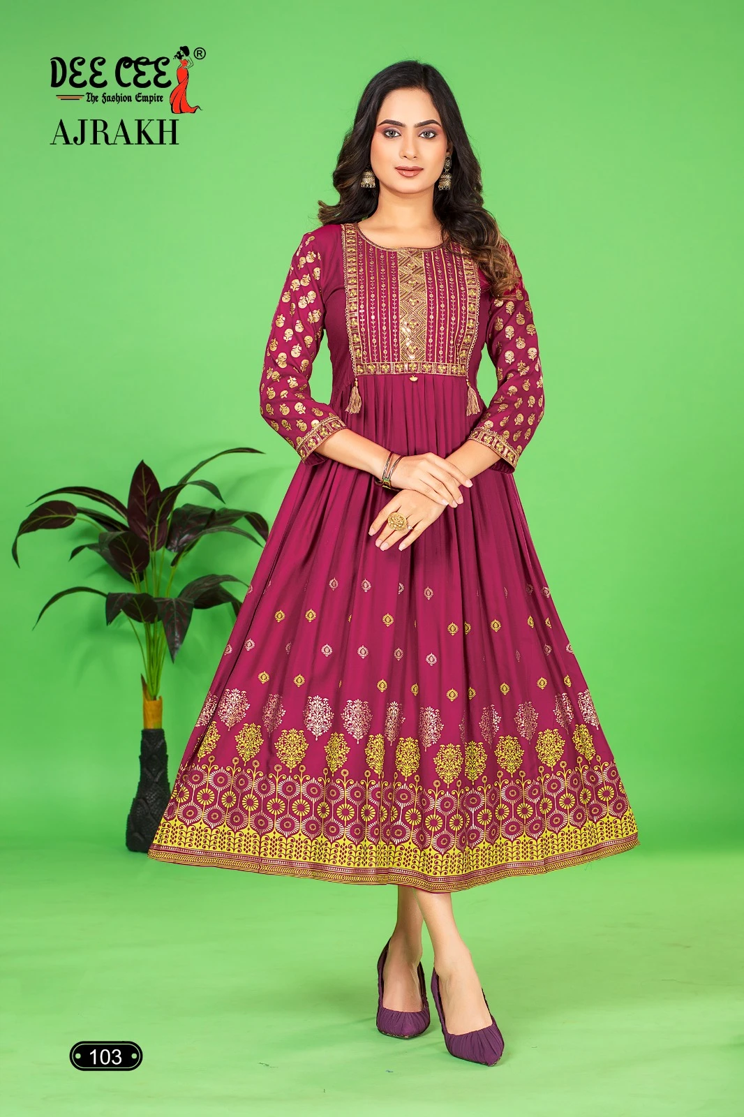 Deecee Ajrakh Rayon Plain Wholesale Anarkali Kurtis Catalog — Wholesale Anarkali Kurti, MPA wholesale from Surat — view 3